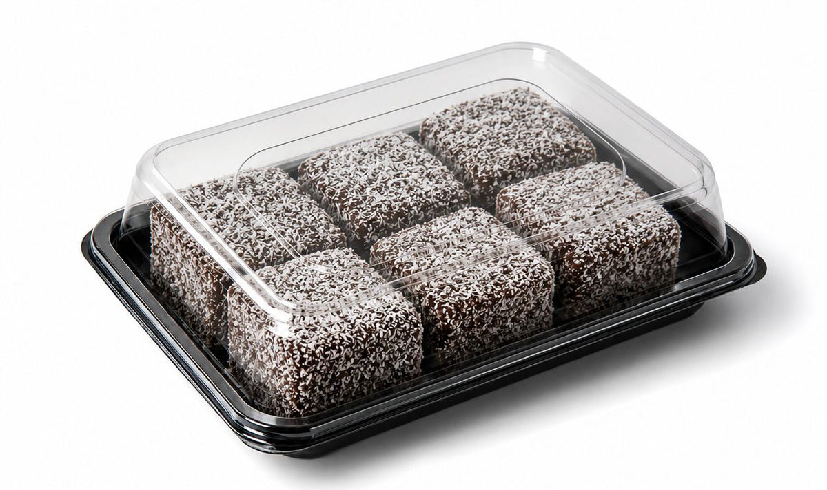 Black Serving Platters with Clear Lids (5 pack)