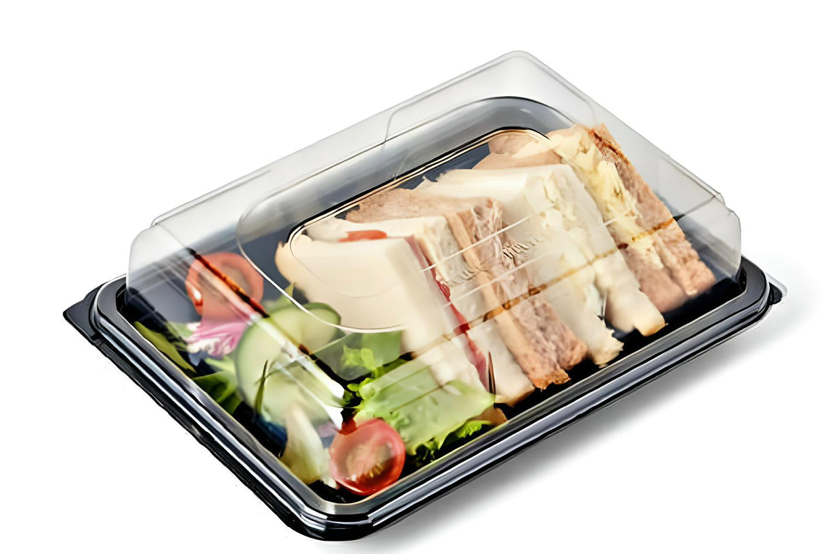 Black Serving Platters with Clear Lids (5 pack)