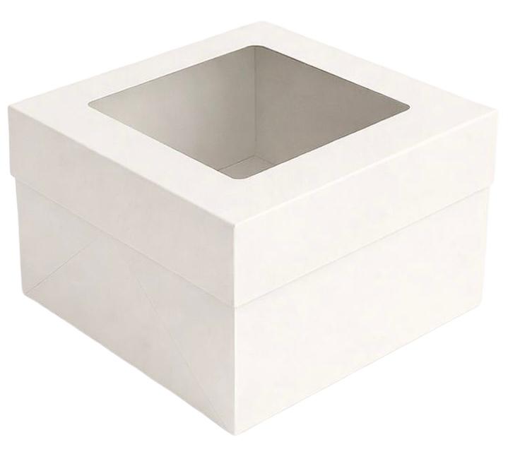 White Cake Box with Window - 25 Pack (Separate Lid and Base)