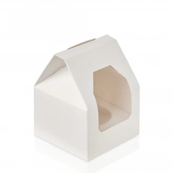 White Paper Cupcake Box With Insert & Window (1 Cupcake)