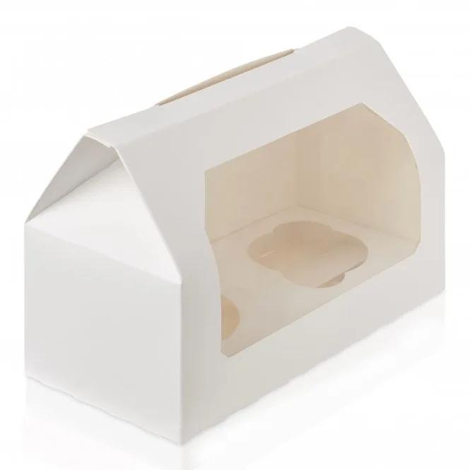 White Paper Cupcake Box with Insert & Window (2 Cupcakes)