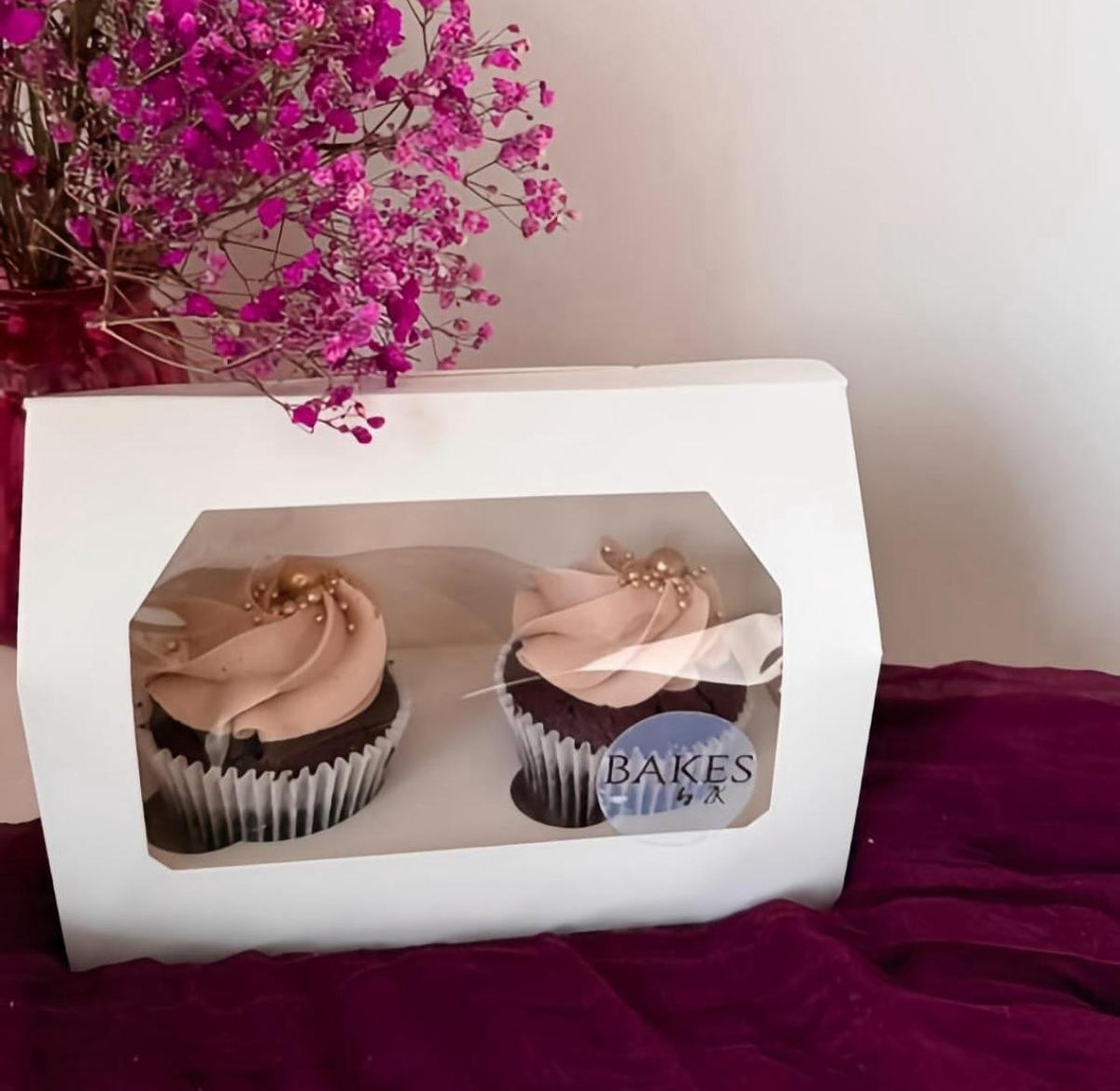 White Paper Cupcake Box with Insert & Window (2 Cupcakes)