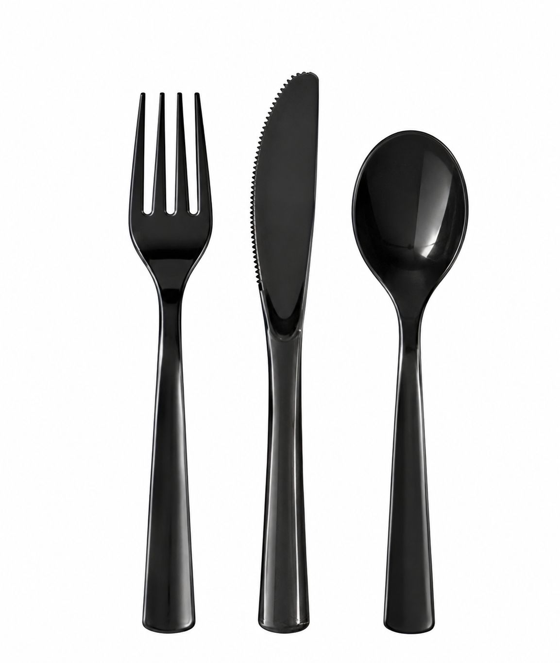Black Plastic Disposable Cutlery - (100 pack)