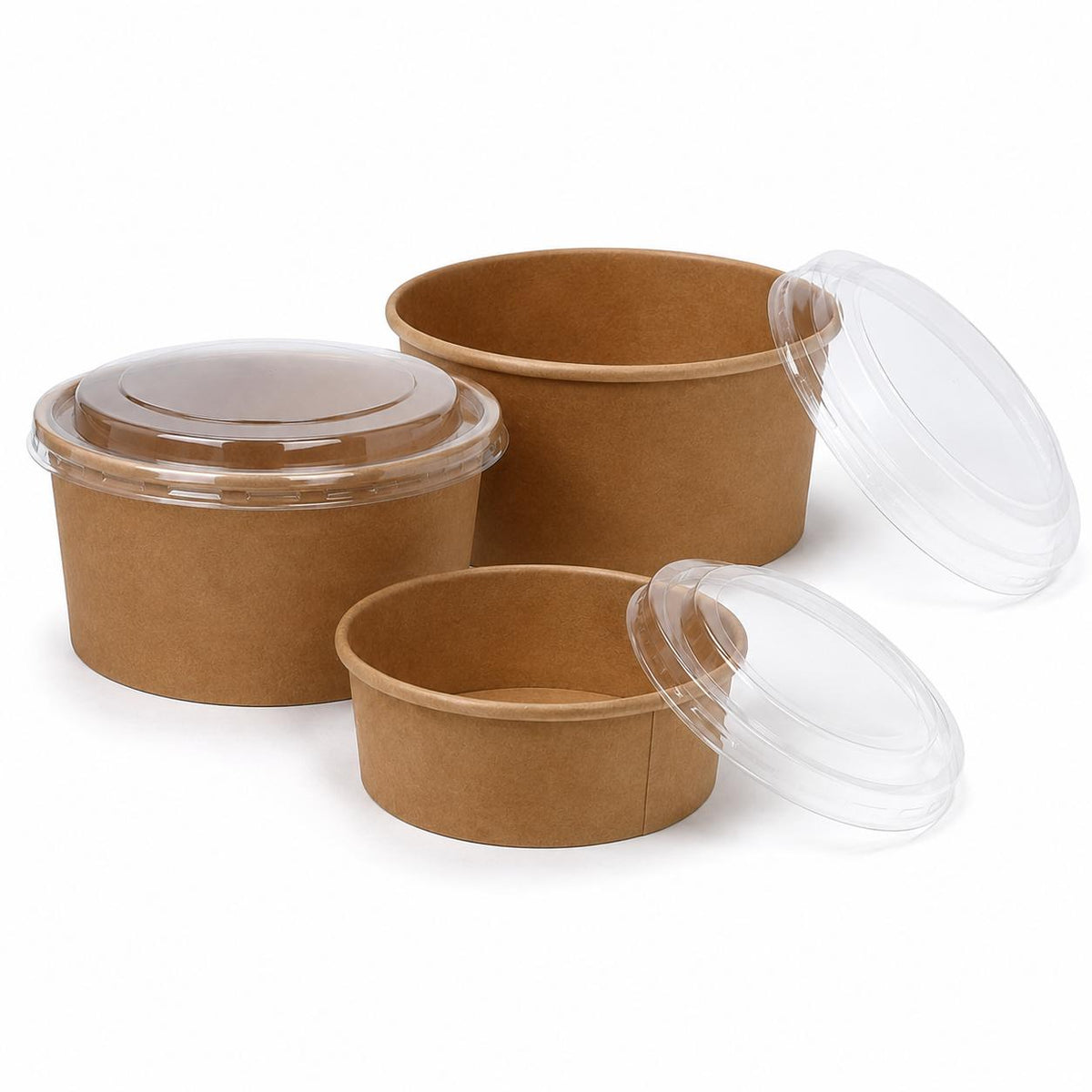 Kraft Tubs with Clear Lid - Round (50 pack)