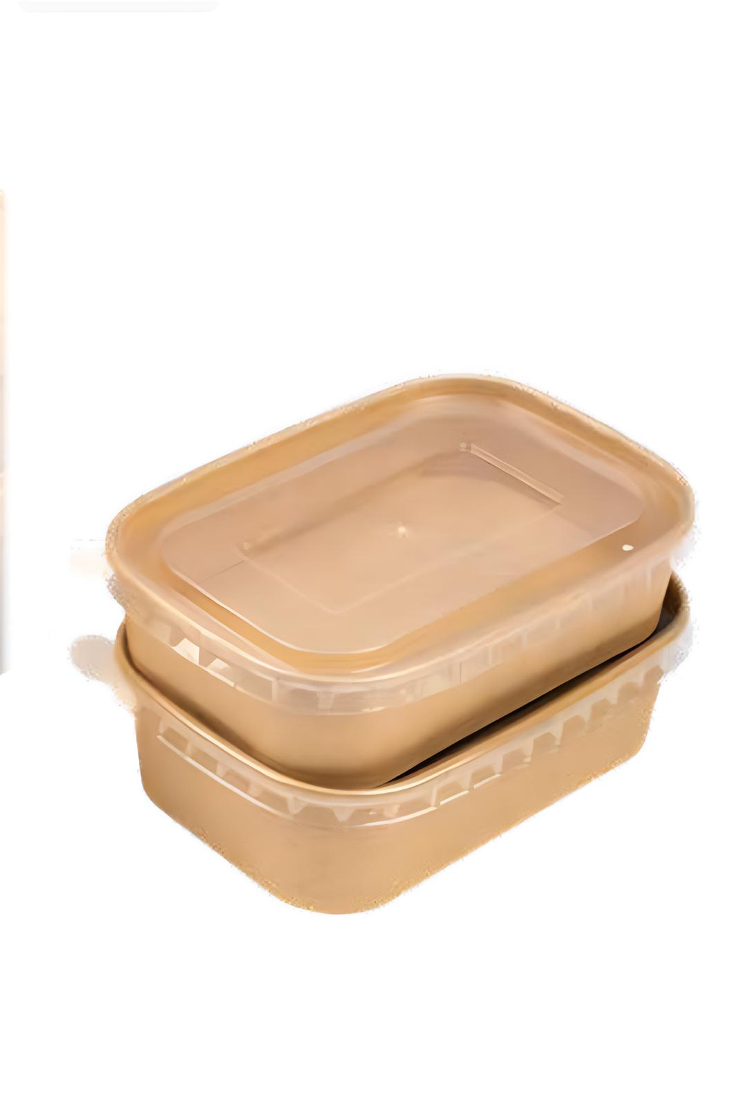 Kraft Tubs with Clear Lid - Rectangle (50 pack)