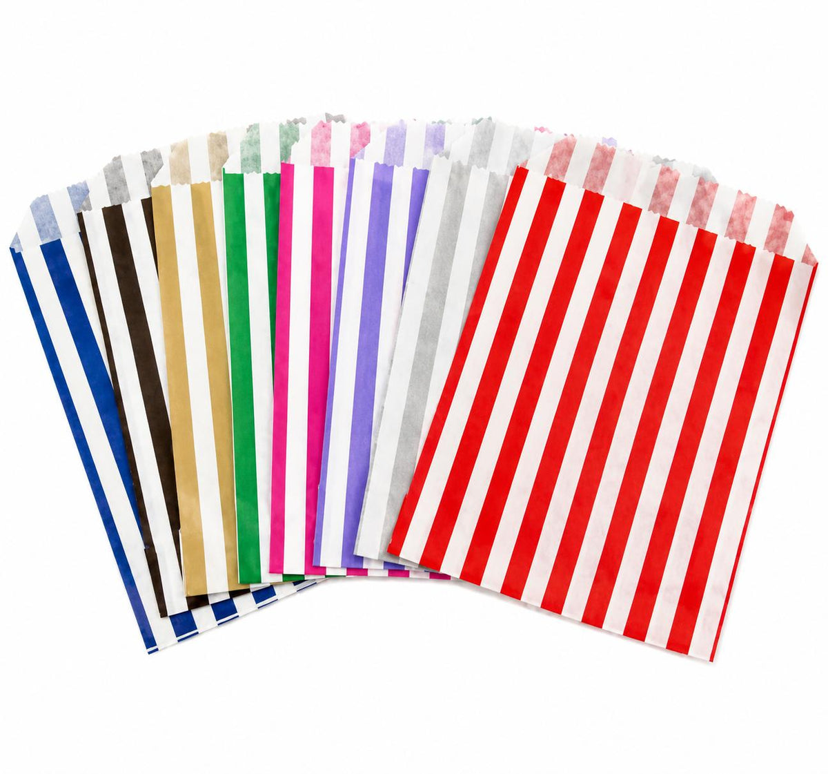Coloured Striped Paper Bags (100 pack)