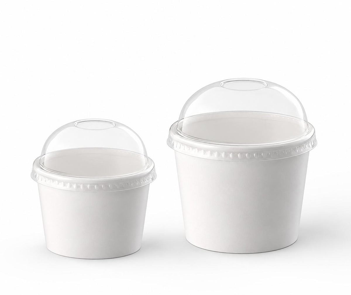 White Round Ice Cream Tubs With Clear Dome Lids (50 pack)