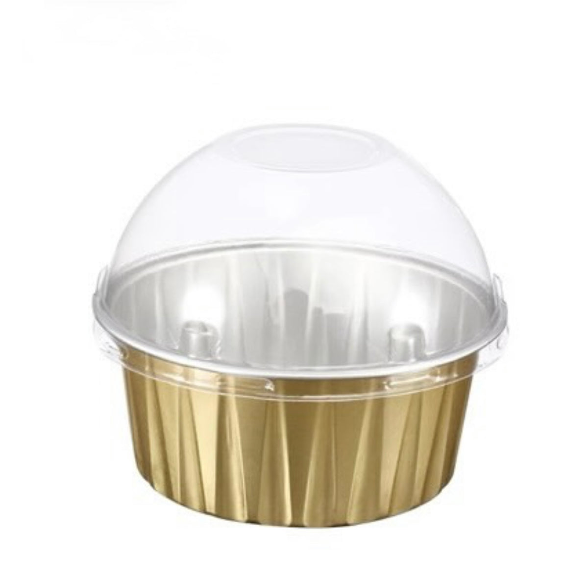 Premium Black and Gold Foil Containers with Clear Lid - 100 Pack