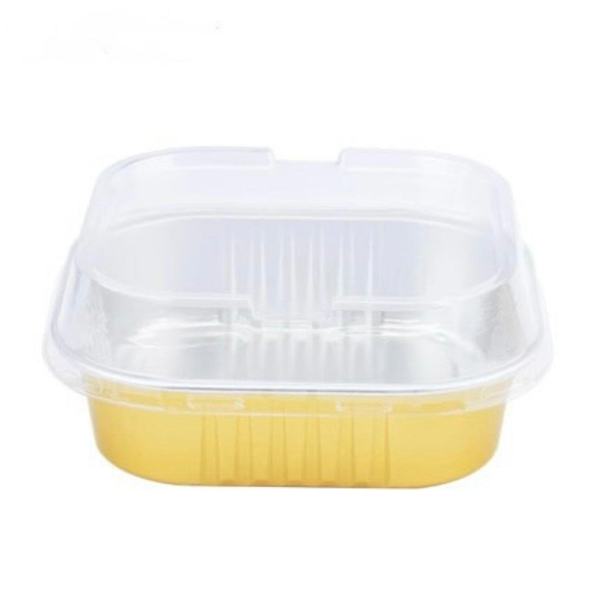 Premium Black and Gold Foil Containers with Clear Lid - 100 Pack