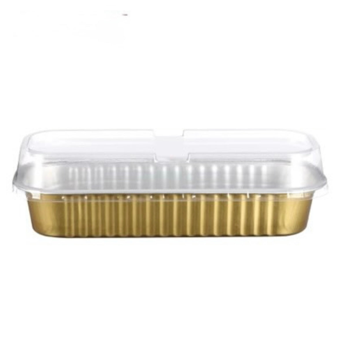 Premium Black and Gold Foil Containers with Clear Lid - 100 Pack