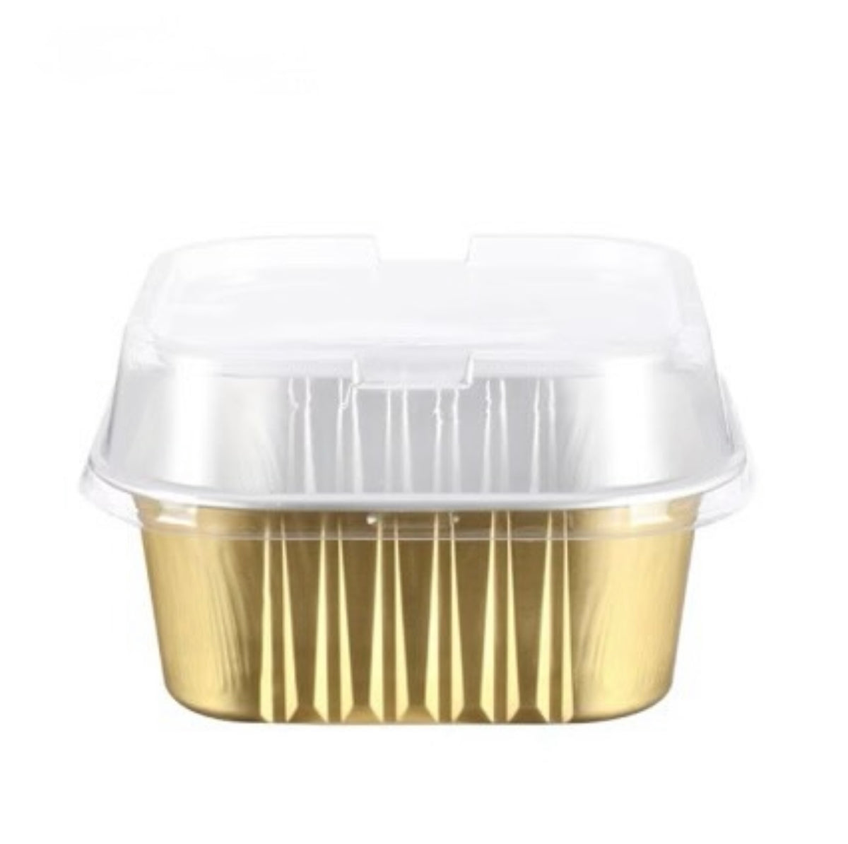 Premium Black and Gold Foil Containers with Clear Lid - 100 Pack